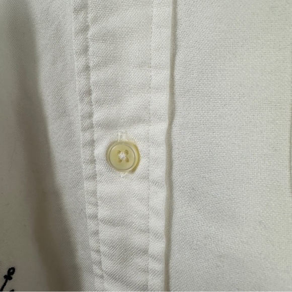 Ralph Lauren Embroidered Anchors Oxford White Button Down Shirt | Medium - Picture 6 of 9